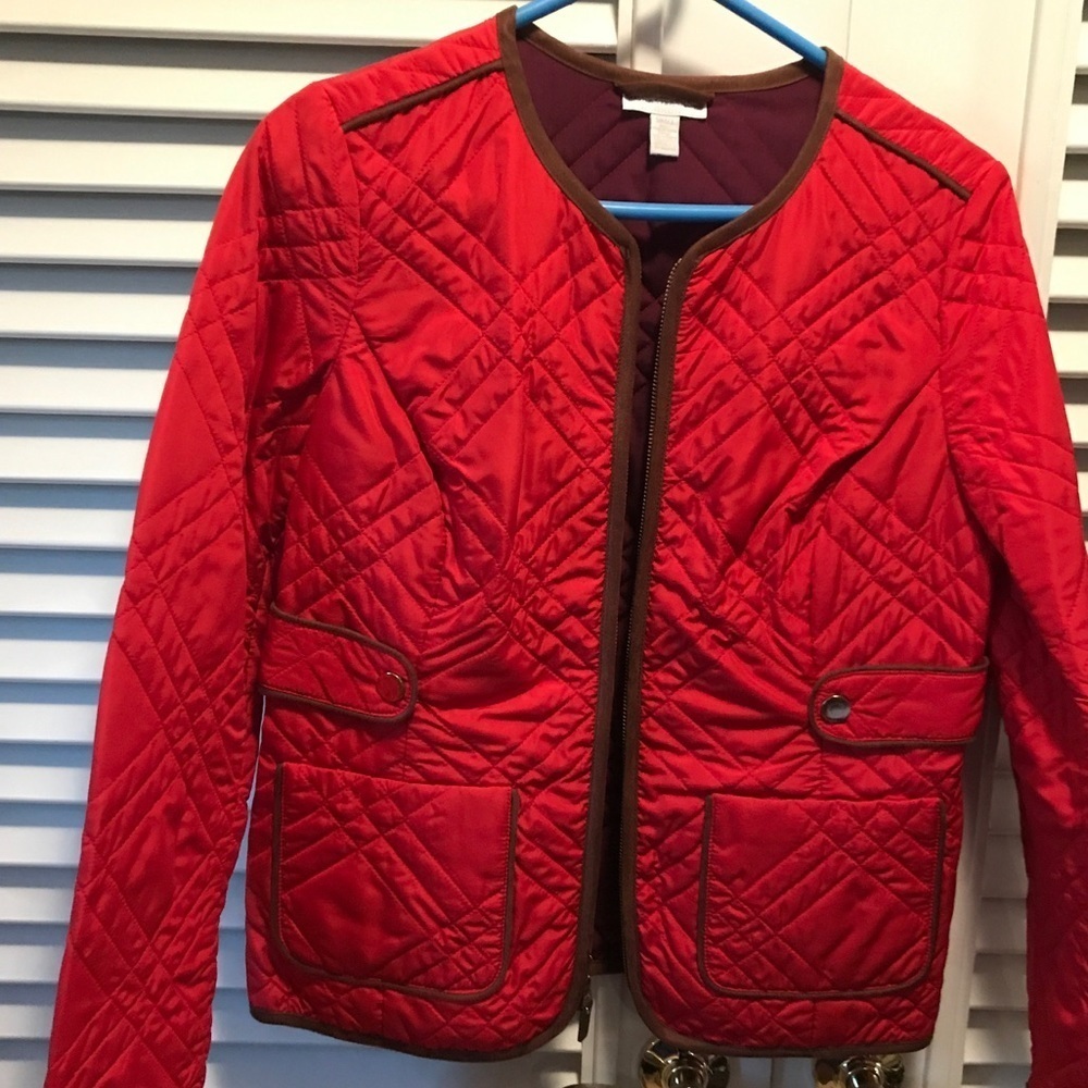 NWT Quilted Red Jacket Equestrian Style Barn Jacket